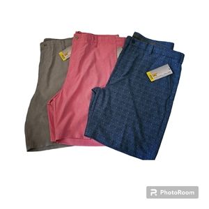 Lot of 3 Nicklaus Mens Shorts Moisture Wicking Stretchy Sun Protection Fabric